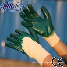 NMSAFETY interlock liner green nitrile guante de trabajo industrial nitrilo guante malasia